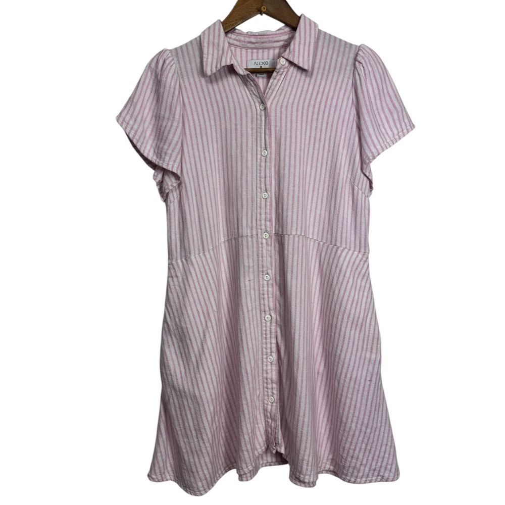 Alexis x Target Womens Dobby Pink White‎ Striped Shirt Dress Medium